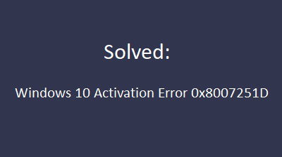 Код ошибки 0x8007251d при активации Windows